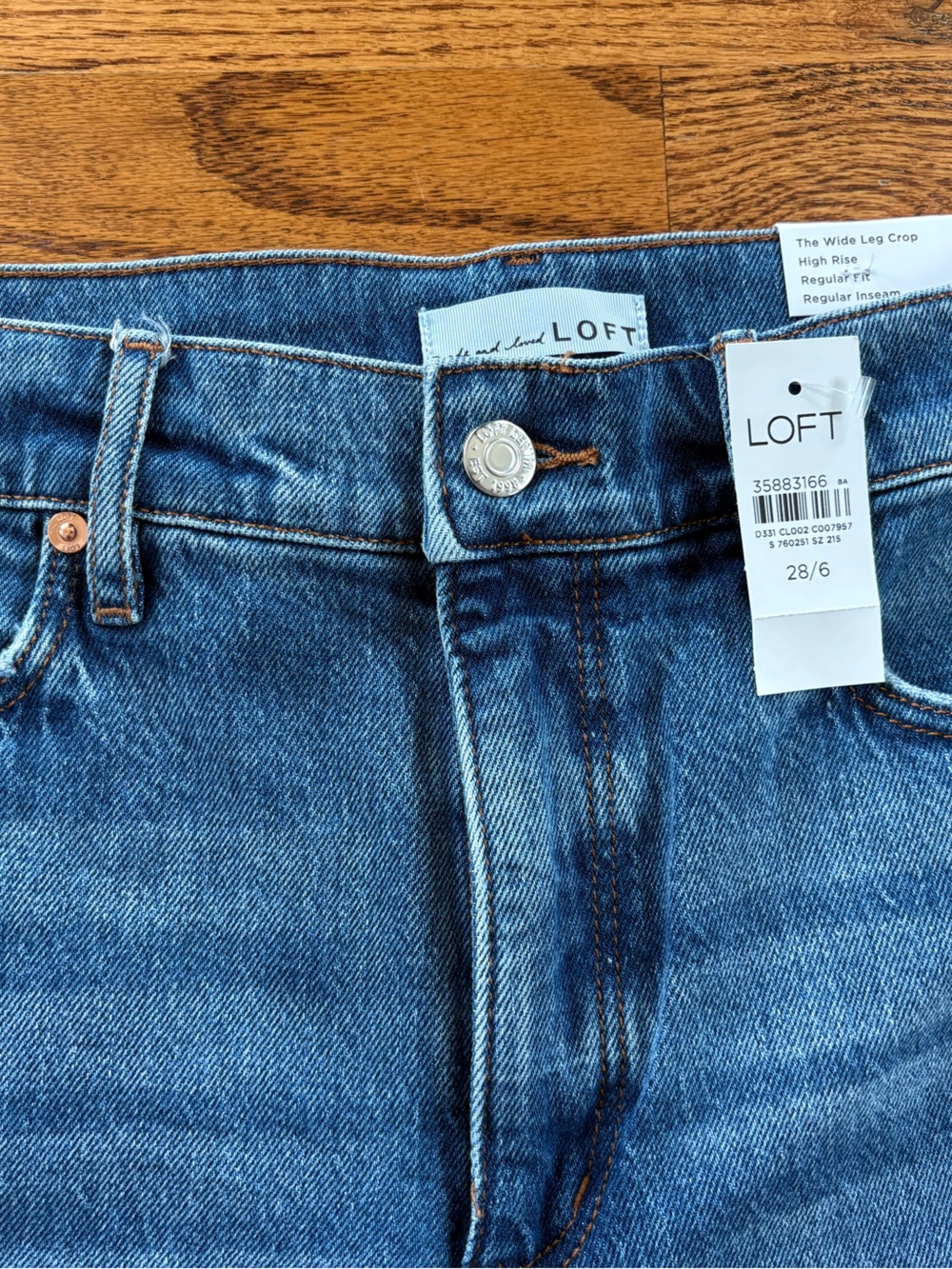 LOFT Classic Wide-Leg Cuffed Women's Jeans in Medium Blue - Picture 2 of 3